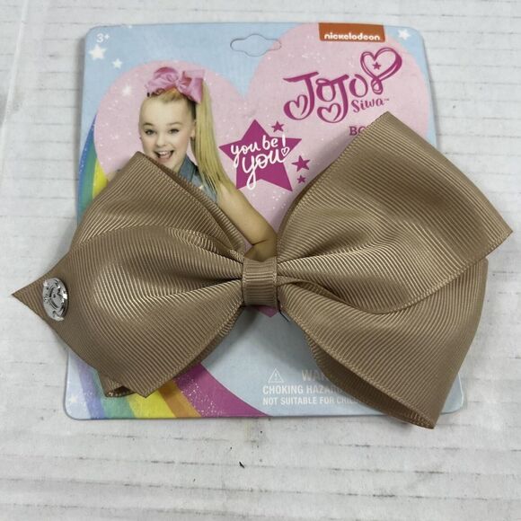 Nickelodeon JoJo Siwa Girls Signature Collection Basic Hair Bow Clip Taupe Tan - Picture 1 of 6